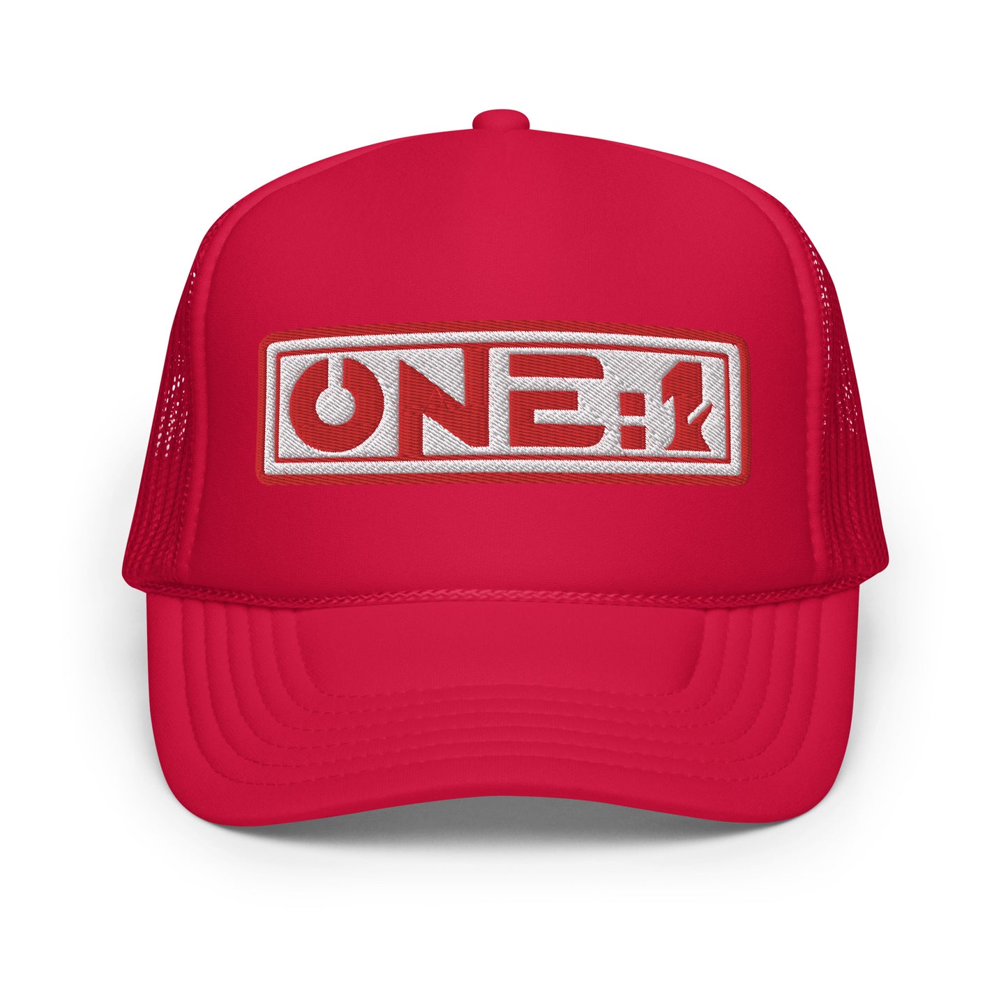 One:1 red foam trucker cap